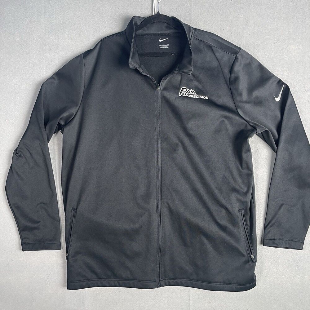 Nike Full Zip Jacket Men Large XXL Black Ram Logo Long‎ Sleeve Mock Neck